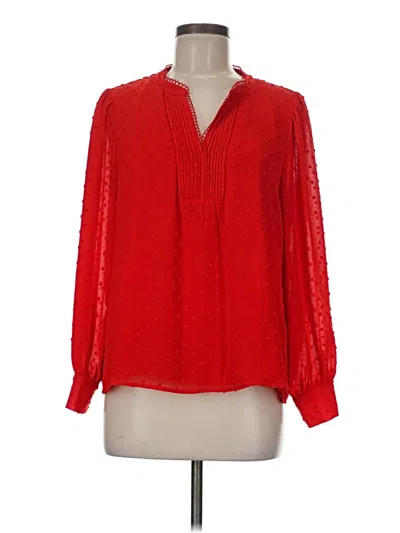 Pre-owned Cece Long Sleeve Blouse In Red