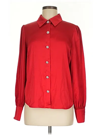 Pre-owned Cece Long Sleeve Blouse In Red