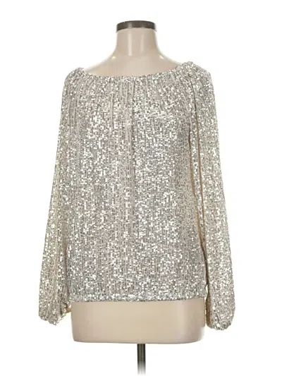 Pre-owned Cece Long Sleeve Blouse In Silver