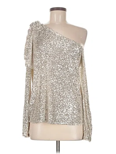 Pre-owned Cece Long Sleeve Blouse In Silver