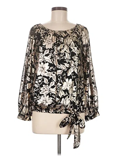 Pre-owned Cece Long Sleeve Blouse In Silver