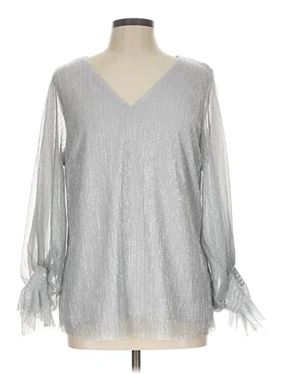 Pre-owned Cece Long Sleeve Blouse In Silver