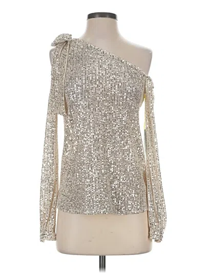 Pre-owned Cece Long Sleeve Blouse In Silver