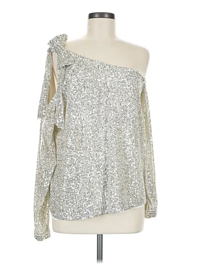 Pre-owned Cece Long Sleeve Blouse In Silver