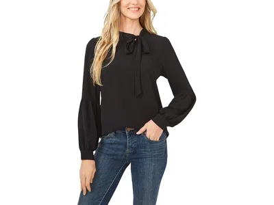 Cece Long Sleeve Blouse W/ Neck Tie In Black