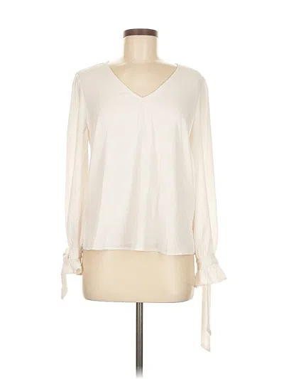 Pre-owned Cece Long Sleeve Blouse In White