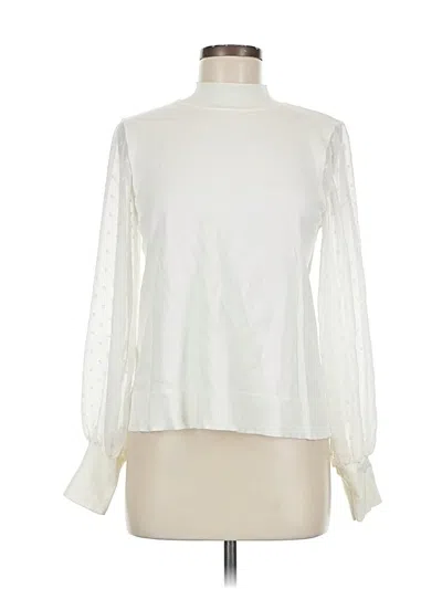 Pre-owned Cece Long Sleeve Blouse In White