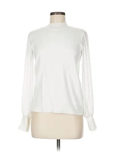 Pre-owned Cece Long Sleeve Blouse In White