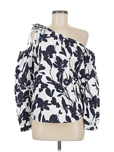 Pre-owned Cece Long Sleeve Blouse In White