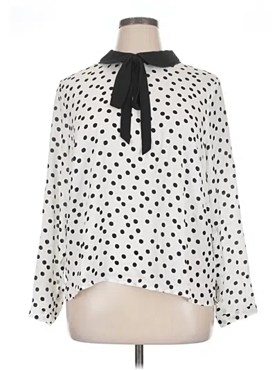 Pre-owned Cece Long Sleeve Blouse In White