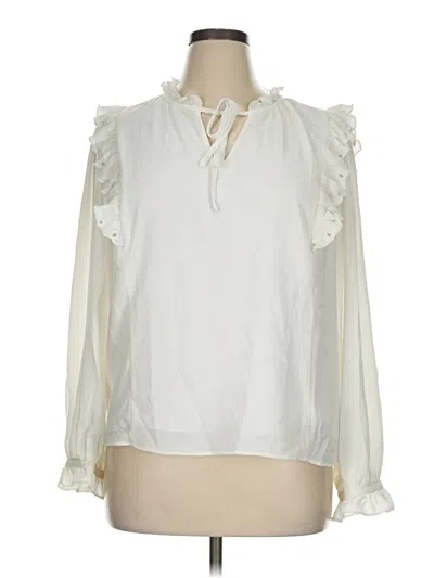 Pre-owned Cece Long Sleeve Blouse In White