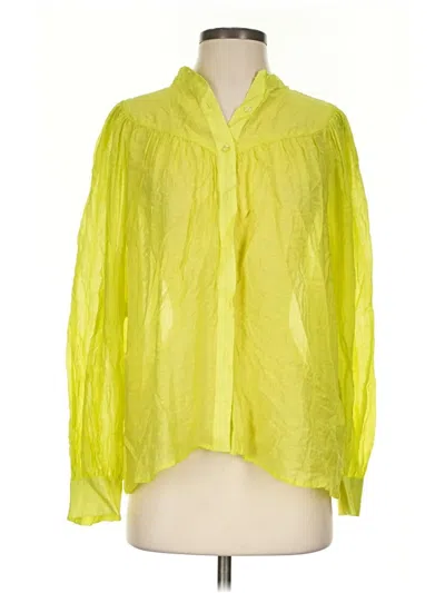 Pre-owned Cece Long Sleeve Blouse In Yellow
