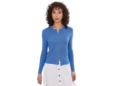 Cece Long Sleeve Button Front Cardigan In Blue