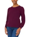 CECE LONG SLEEVE CREW NECK SWEATER WITH CENTER BACK PEARL BUTTON SWEATER