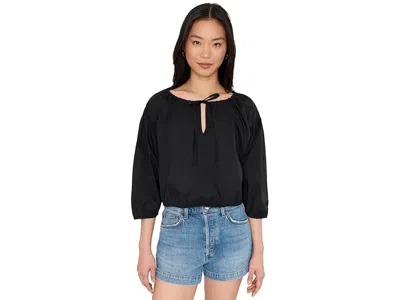 Cece Long Sleeve Dropped Shoulder Bubble Top In Black