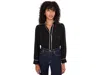 Cece Open Collar Button Front Top In Black