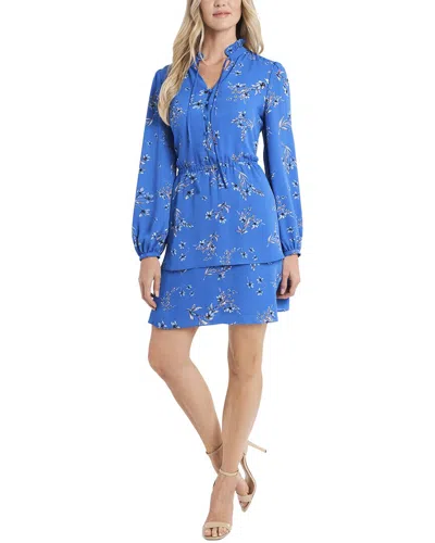 CECE LONG SLEEVE RUFFLED PRINTED FLORAL DRESS