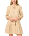 Cece Long Sleeve Tiered Linen Blend Dress