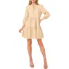 Cece Long Sleeve Tiered Linen Blend Dress In Hazelnut