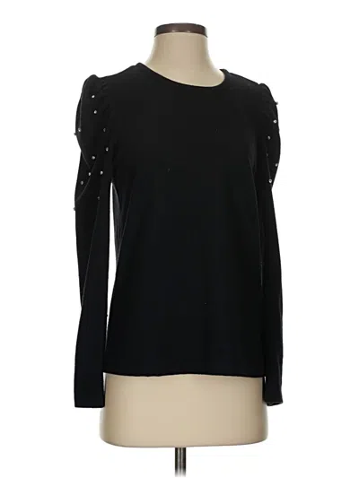 Pre-owned Cece Long Sleeve Top Black Crew Neck Tops