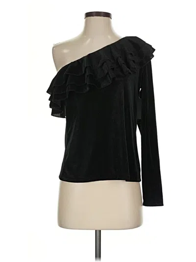 Pre-owned Cece Long Sleeve Top Black One Shoulder Neckline Tops