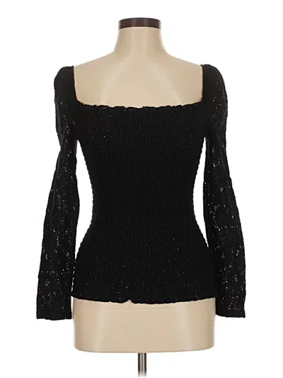 Pre-owned Cece Long Sleeve Top Black Sweetheart Neckline Tops