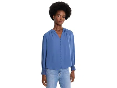 Cece Long Sleeve Top Button-down With Lace Women's Clothing Blue Haze: Xs, Polyester