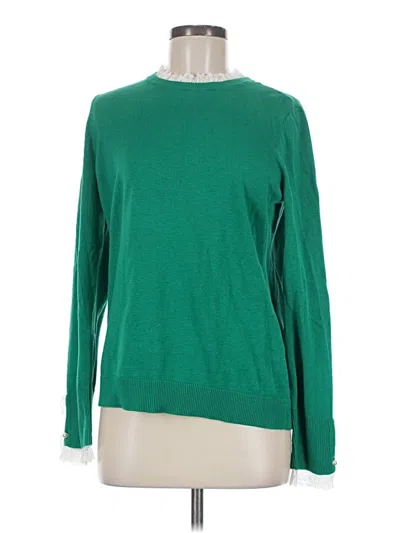Pre-owned Cece Long Sleeve Top Green Crew Neck Tops