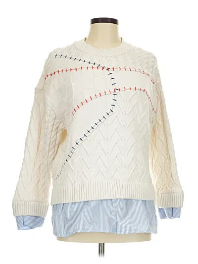 Pre-owned Cece Long Sleeve Top Ivory Crew Neck Tops