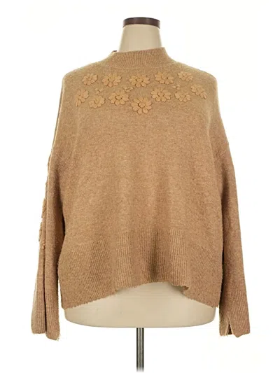 Pre-owned Cece Long Sleeve Top Tan Turtleneck Tops