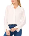 Cece Long Sleeved Scalloped Trim Blouse In New Ivory