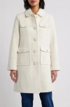 Cece Boucle Quilted Longline Jacket In White
