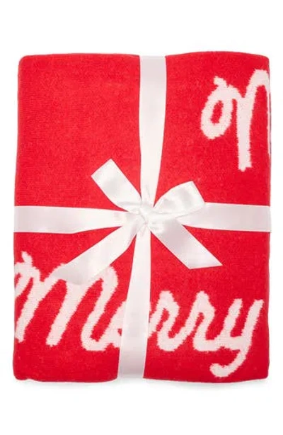 Cece Merry Holiday Throw Blanket In Bright Cherry