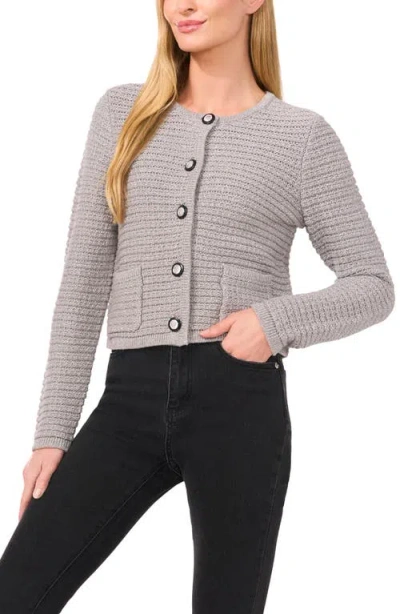 Cece Metallic Crop Cardigan In Storm Grey