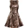 Cece Metallic Fit & Flare Minidress In Gold