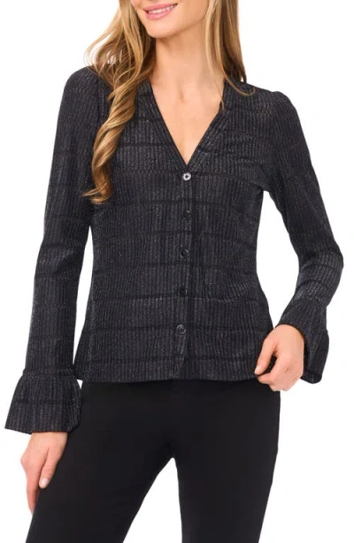 CECE CECE METALLIC RIB CARDIGAN
