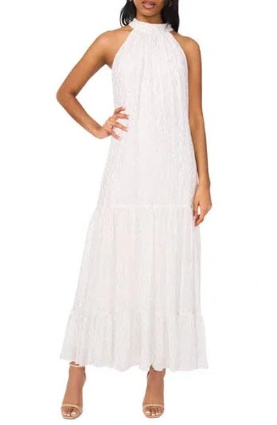 Cece Metallic Sparkle Tiered Maxi Dress In New Ivory