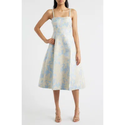 Cece Metalllic Floral Dress In White