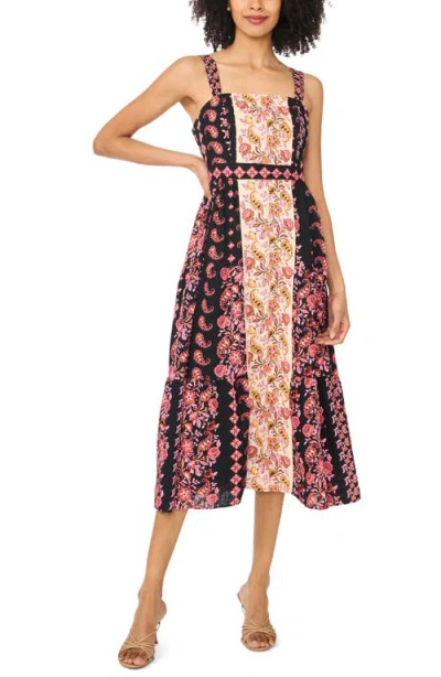 Cece Mixed Scarf Print Midi Dress In Multi