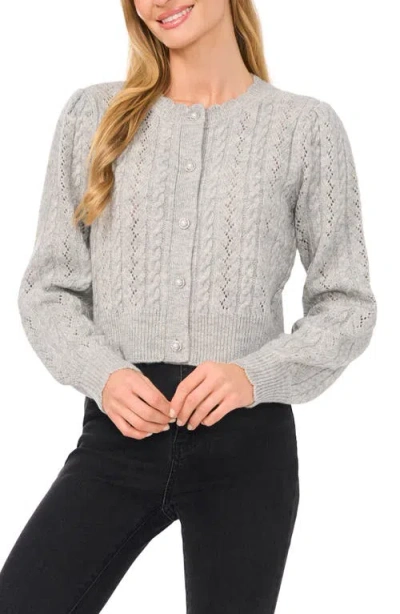 Cece Mixed Stitch Cardigan In Light Heather Grey