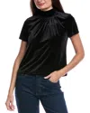 Cece Mock Neck A-line Top In Black