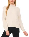 Cece Metallic Mock Neck Cable Stitch Sweater In Birch
