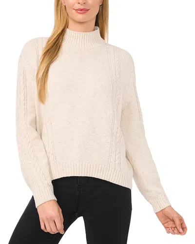 CECE CECE MOCK NECK CABLE KNIT SWEATER