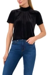 Cece Mock Neck Cutout Stretch Velvet Top In Rich Black