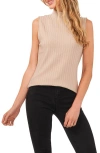 Cece Women's Sleeveless Mock Neck Wide Rib Knit Top In Almond Cream