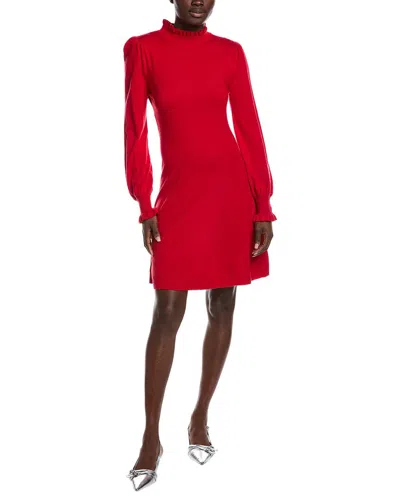 Cece Mock Neck Sweaterdress In Red