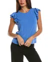 Cece Double Ruffle Knit Top In Blue