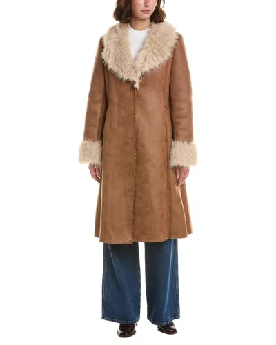 Cece Notch Collar Coat In Brown