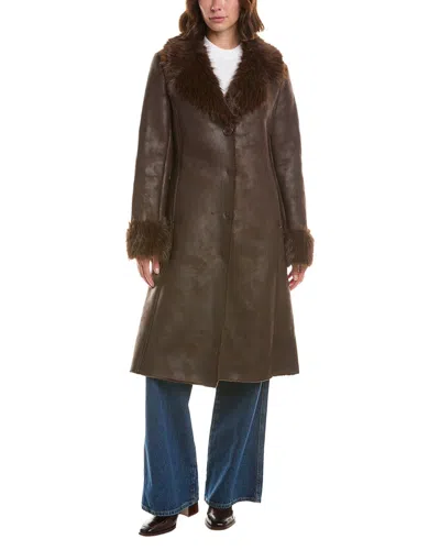 Cece Notch Collar Coat In Brown