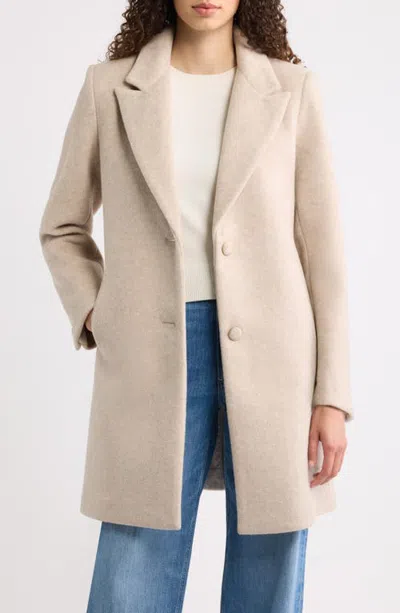 Cece Notched Lapel Reefer Coat In Oatmeal
